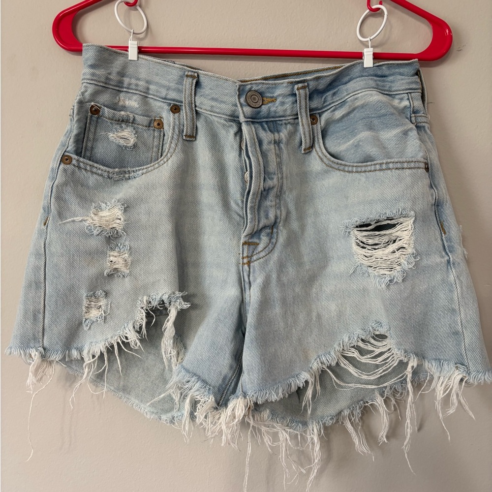 Aeropostale Ripped Light Blue Jean Shorts
